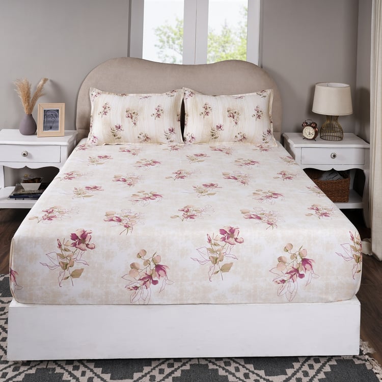 MASPAR Sensory Bloom Cotton 300TC Floral Print 2Pcs Single Fitted Bedsheet Set