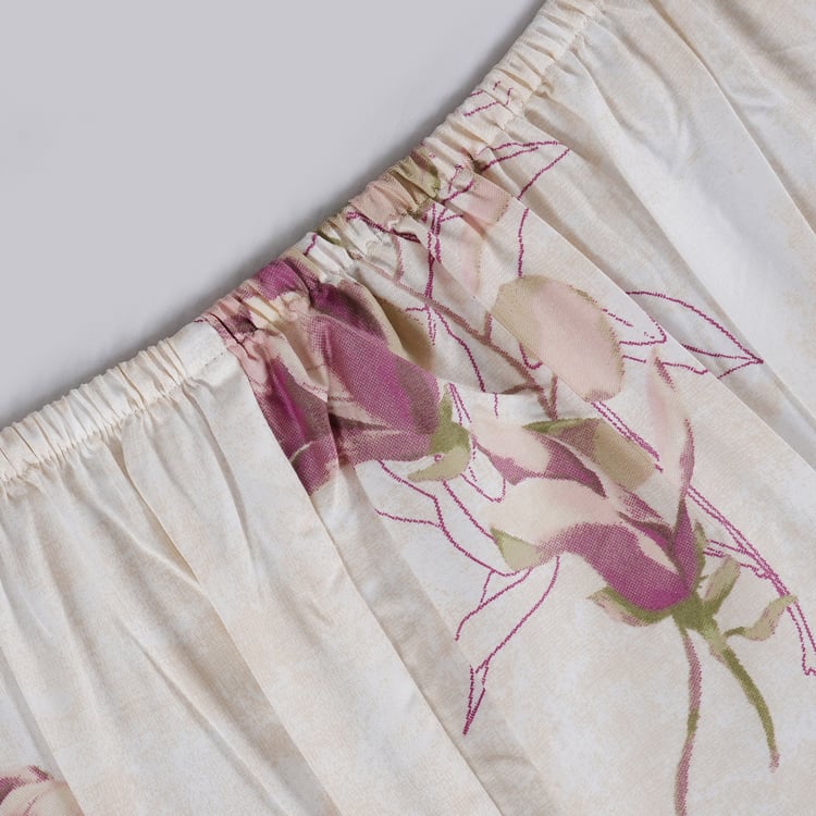 MASPAR Sensory Bloom Cotton 300TC Floral Print 2Pcs Single Fitted Bedsheet Set
