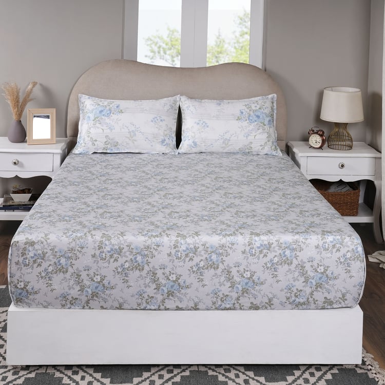 MASPAR Sensory Bloom Cotton 300TC Floral Print 3Pcs King Fitted Bedsheet Set
