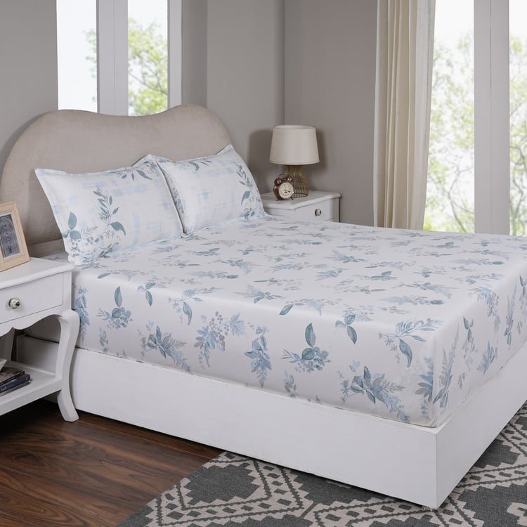 MASPAR Sensory Bloom Cotton 300TC Floral Print 3Pcs King Fitted Bedsheet Set