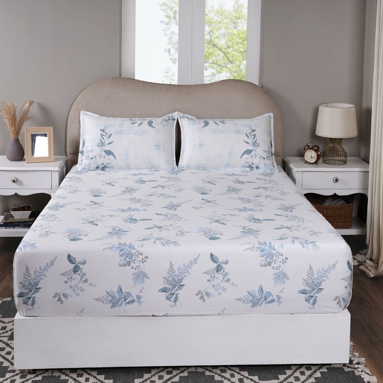 MASPAR Sensory Bloom Cotton 300TC Floral Print 3Pcs King Fitted Bedsheet Set