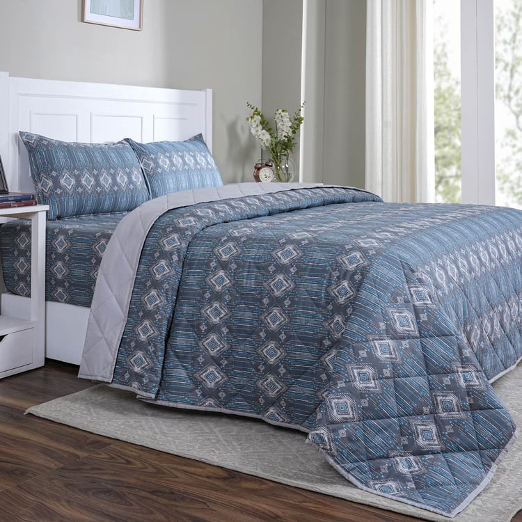 MASPAR Sensory Bloom Cotton 4Pcs Geometric Print Double Bed-In-A-Bag Set