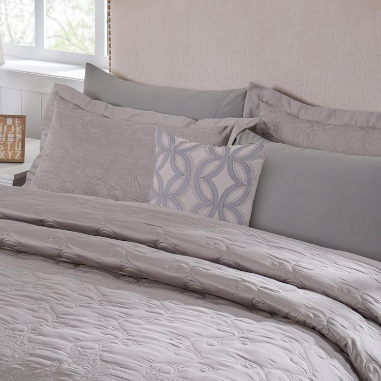 MASPAR Classical Ornate Cotton 8Pcs Embroidered Double Bed-In-A-Bag Set