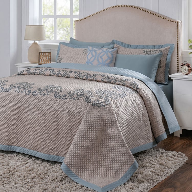 MASPAR Classical Ornate Cotton 8Pcs Quilted Double Bed-In-A-Bag Set