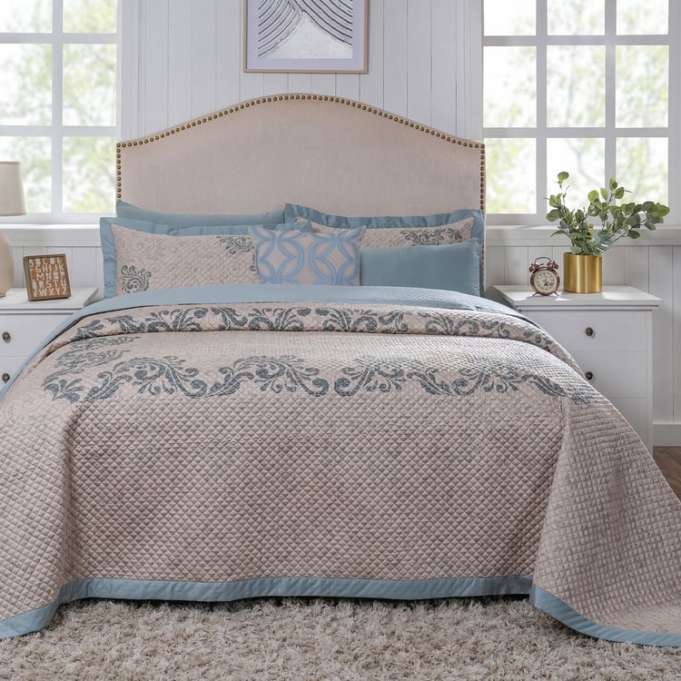 MASPAR Classical Ornate Cotton 8Pcs Quilted Double Bed-In-A-Bag Set
