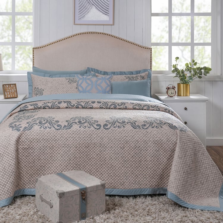 MASPAR Classical Ornate Cotton 8Pcs Quilted Double Bed-In-A-Bag Set