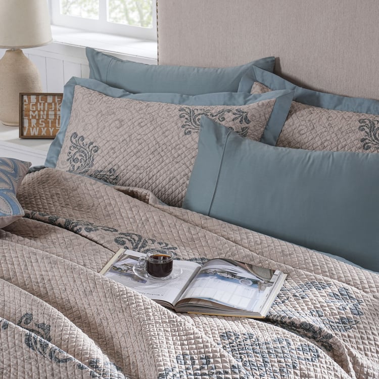 MASPAR Classical Ornate Cotton 8Pcs Quilted Double Bed-In-A-Bag Set
