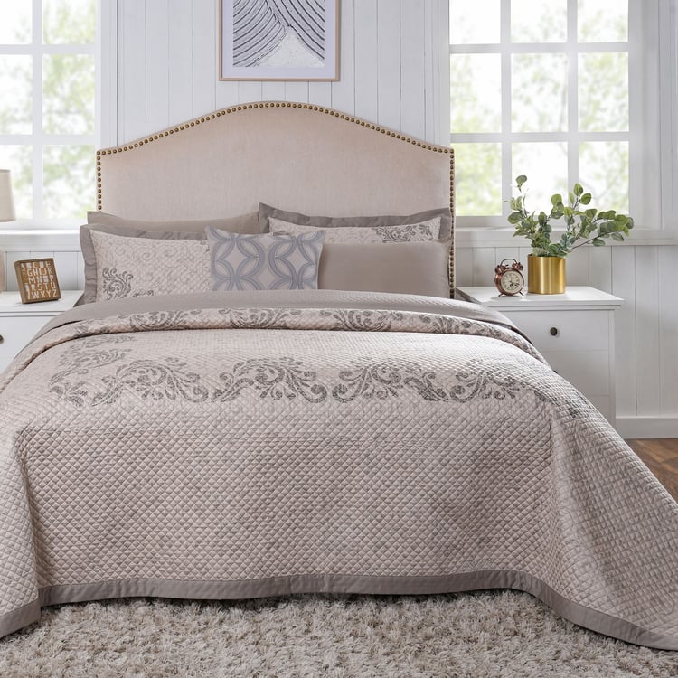 MASPAR Classical Ornate Cotton 8Pcs Quilted Double Bed-In-A-Bag Set
