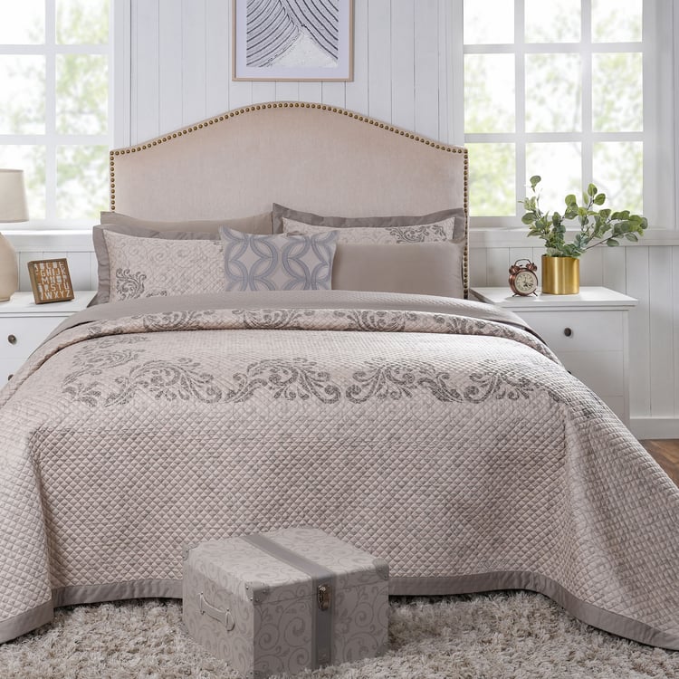 MASPAR Classical Ornate Cotton 8Pcs Quilted Double Bed-In-A-Bag Set