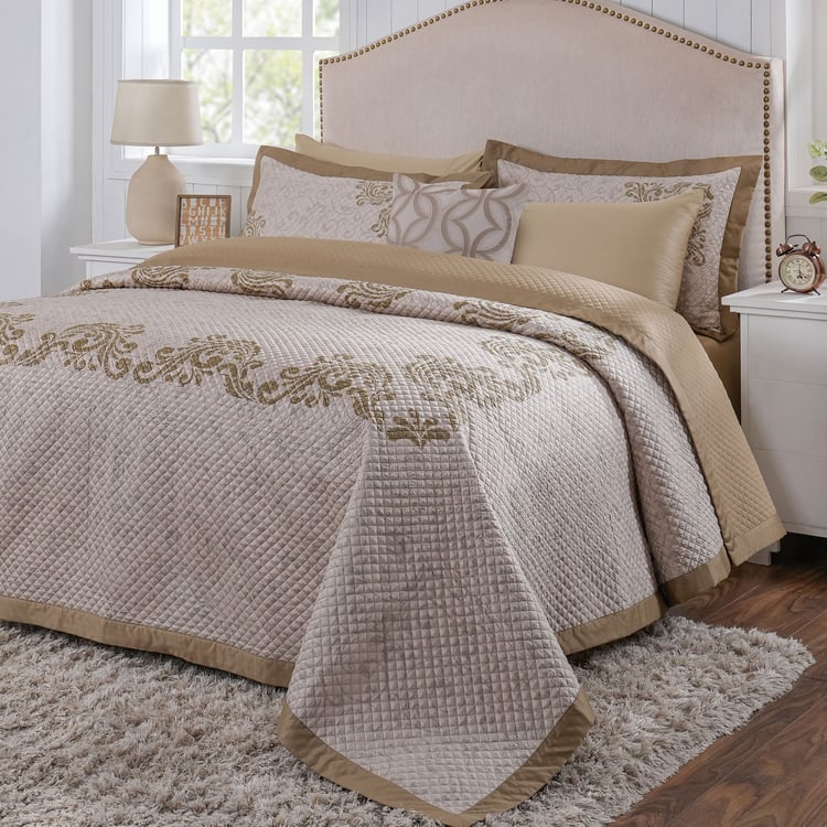 MASPAR Classical Ornate Cotton 8Pcs Quilted Double Bed-In-A-Bag Set