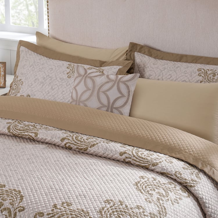 MASPAR Classical Ornate Cotton 8Pcs Quilted Double Bed-In-A-Bag Set