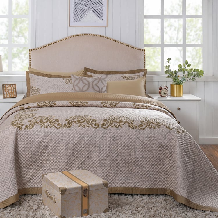 MASPAR Classical Ornate Cotton 8Pcs Quilted Double Bed-In-A-Bag Set