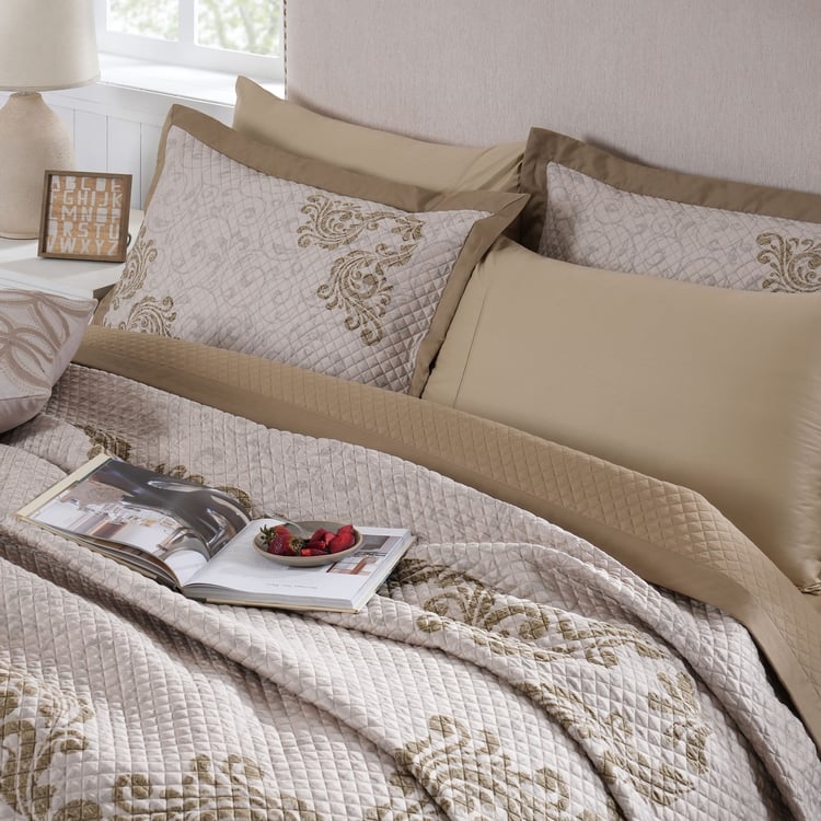 MASPAR Classical Ornate Cotton 8Pcs Quilted Double Bed-In-A-Bag Set
