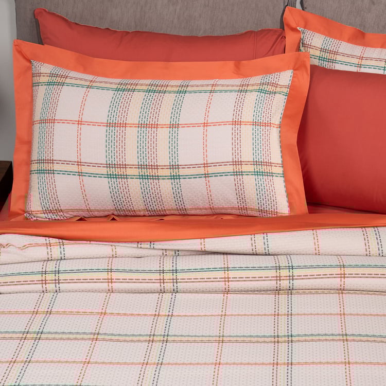 MASPAR Eclectic Geo Cotton Checked 3Pcs Double Duvet Cover Set
