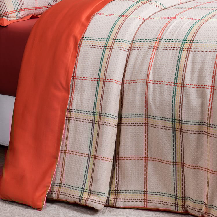 MASPAR Eclectic Geo Cotton Checked 3Pcs Double Duvet Cover Set