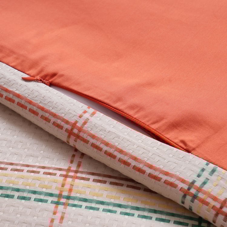 MASPAR Eclectic Geo Cotton Checked 3Pcs Double Duvet Cover Set