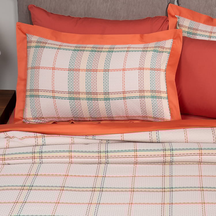 MASPAR Eclectic Geo Cotton Checked 3Pcs Double Duvet Cover Set