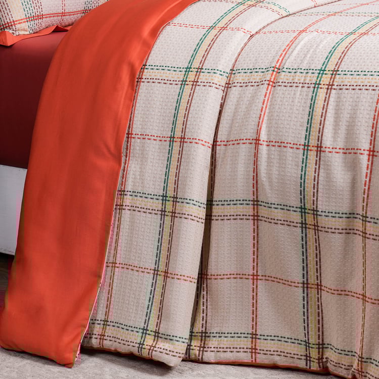 MASPAR Eclectic Geo Cotton Checked 3Pcs Double Duvet Cover Set