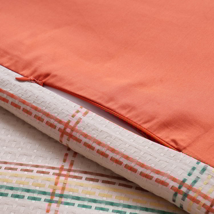 MASPAR Eclectic Geo Cotton Checked 3Pcs Double Duvet Cover Set