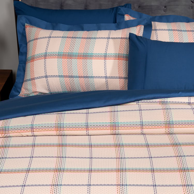 MASPAR Eclectic Geo Cotton Checked 3Pcs Double Duvet Cover Set
