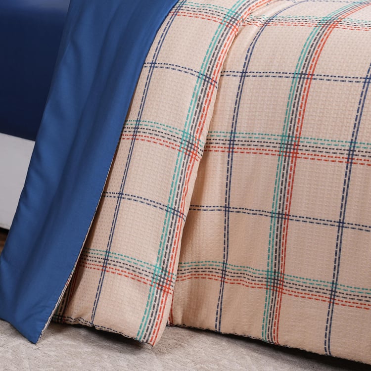 MASPAR Eclectic Geo Cotton Checked 3Pcs Double Duvet Cover Set