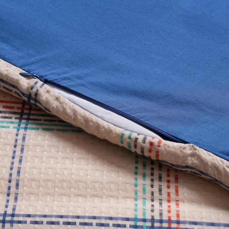 MASPAR Eclectic Geo Cotton Checked 3Pcs Double Duvet Cover Set