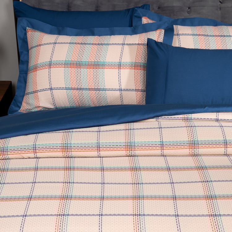 MASPAR Eclectic Geo Cotton Checked 3Pcs Double Duvet Cover Set