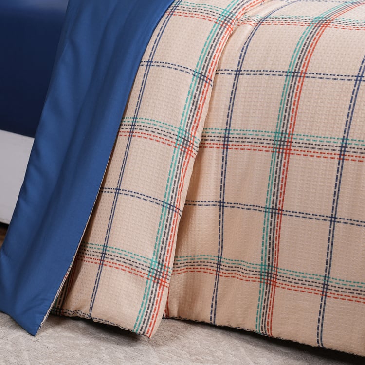 MASPAR Eclectic Geo Cotton Checked 3Pcs Double Duvet Cover Set