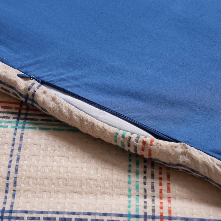 MASPAR Eclectic Geo Cotton Checked 3Pcs Double Duvet Cover Set