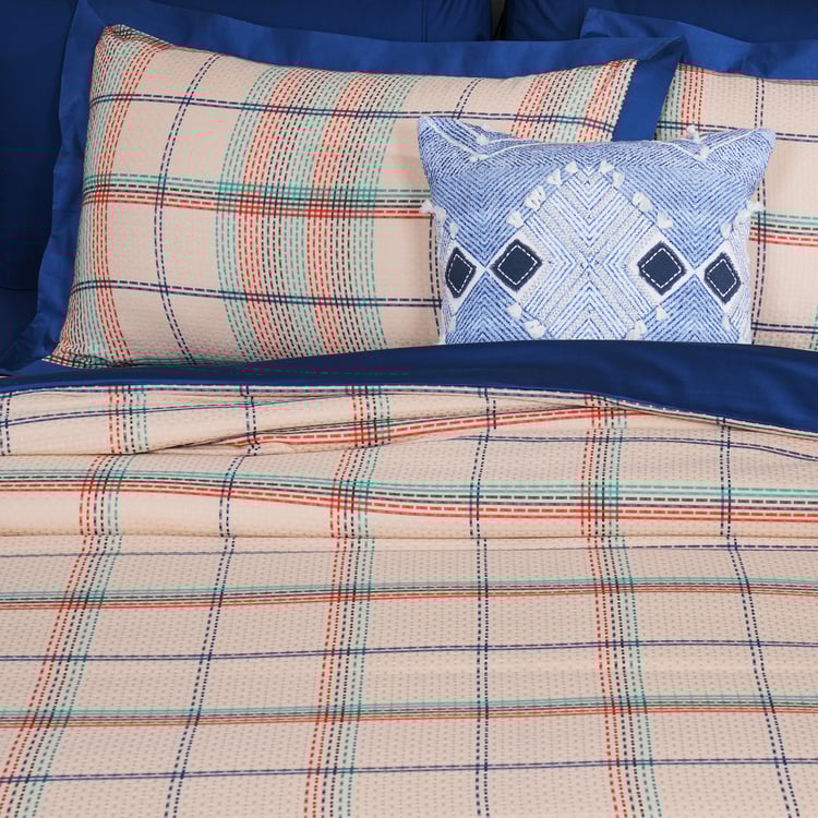 MASPAR Eclectic Geo Cotton 8Pcs Checked Double Bed-In-A-Bag Set