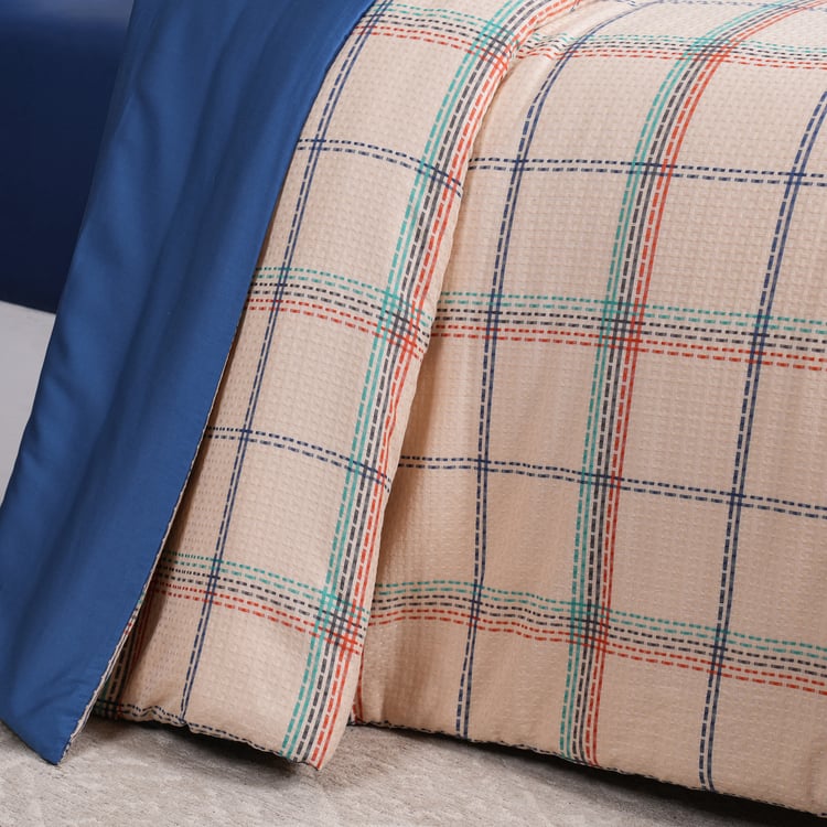 MASPAR Eclectic Geo Cotton 8Pcs Checked Double Bed-In-A-Bag Set