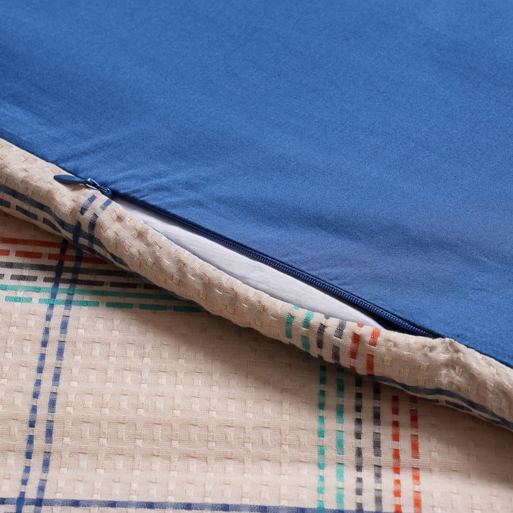 MASPAR Eclectic Geo Cotton 8Pcs Checked Double Bed-In-A-Bag Set