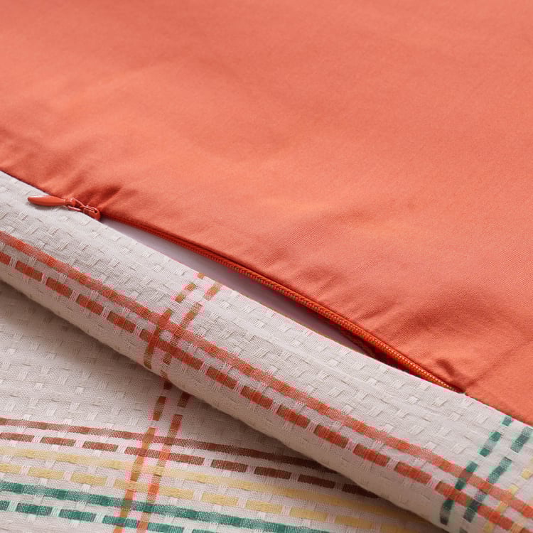 MASPAR Eclectic Geo Bloom Cotton 8Pcs Checked Double Bed-In-A-Bag Set