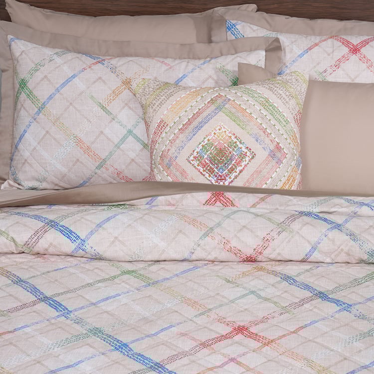 MASPAR Eclectic Geo Cotton 8Pcs Checked Double Bed-In-A-Bag Set