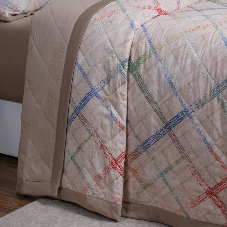 MASPAR Eclectic Geo Cotton 8Pcs Checked Double Bed-In-A-Bag Set