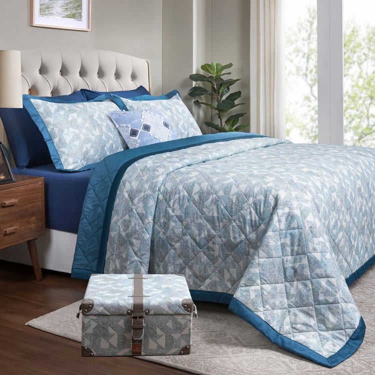 MASPAR Eclectic Geo Cotton 8Pcs Geometric Print Double Bed-In-A-Bag Set