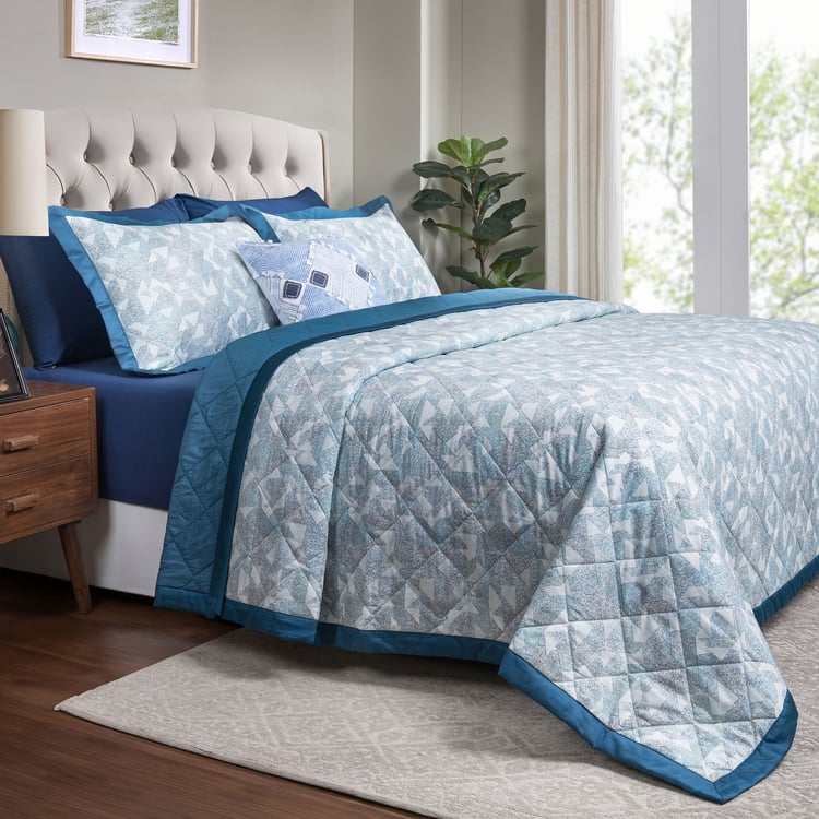 MASPAR Eclectic Geo Cotton 8Pcs Geometric Print Double Bed-In-A-Bag Set