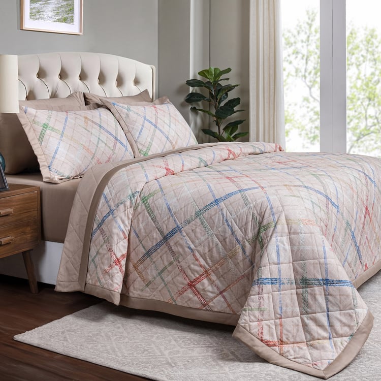 MASPAR Eclectic Geo Cotton Checked Single Quilt