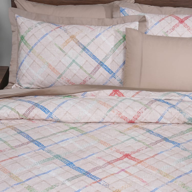 MASPAR Eclectic Geo Cotton Checked Single Quilt