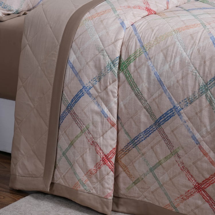 MASPAR Eclectic Geo Cotton Checked Single Quilt