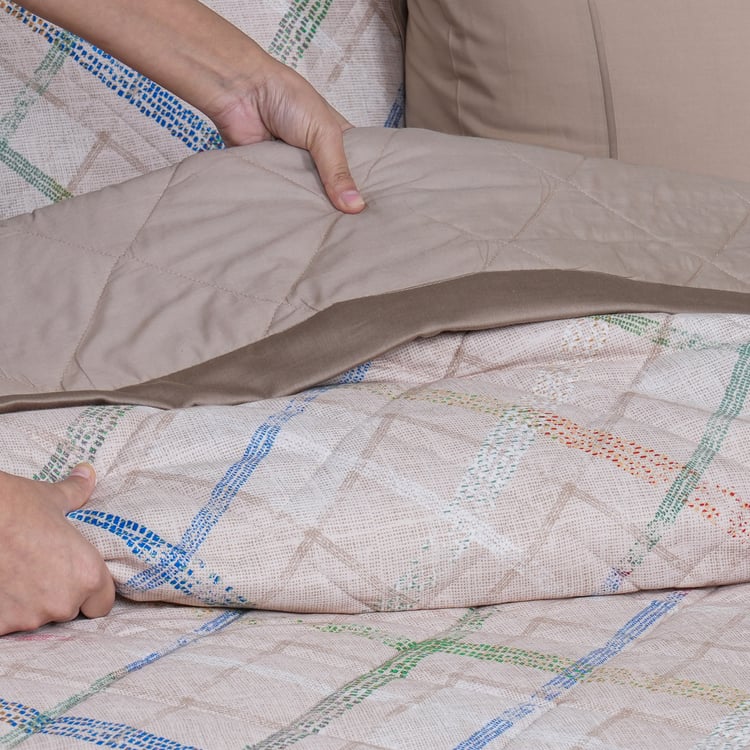 MASPAR Eclectic Geo Cotton Checked Single Quilt