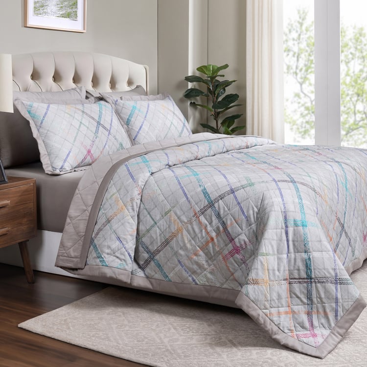 MASPAR Eclectic Geo Cotton Checked Single Quilt