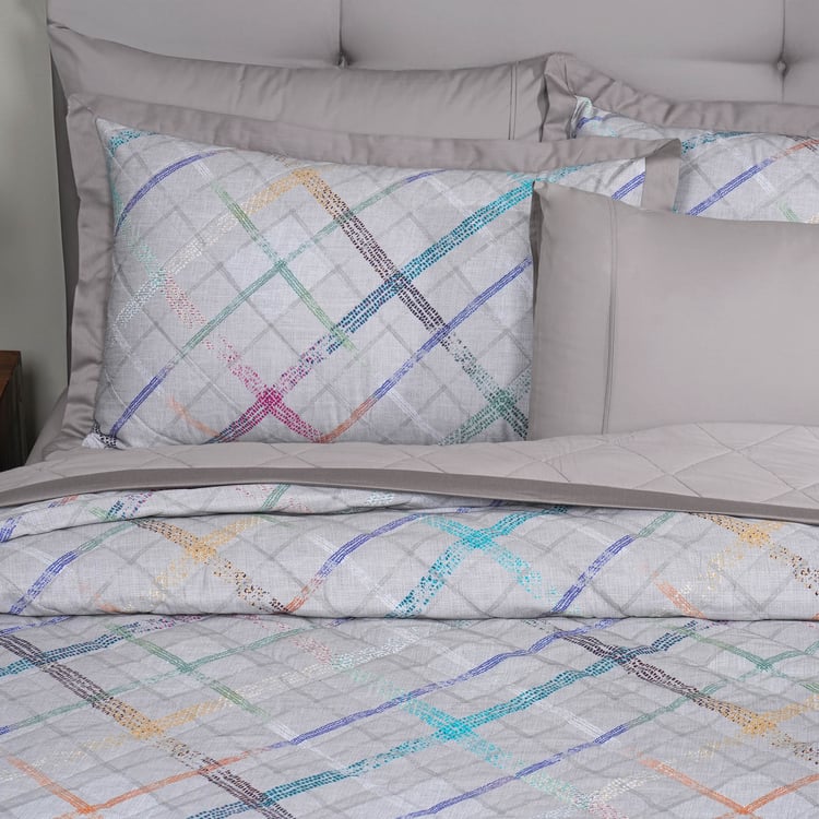 MASPAR Eclectic Geo Cotton Checked Single Quilt