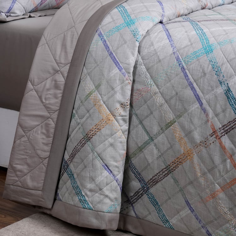 MASPAR Eclectic Geo Cotton Checked Single Quilt