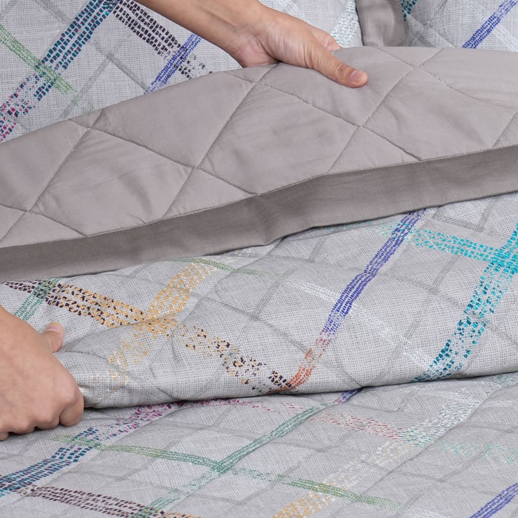MASPAR Eclectic Geo Cotton Checked Single Quilt
