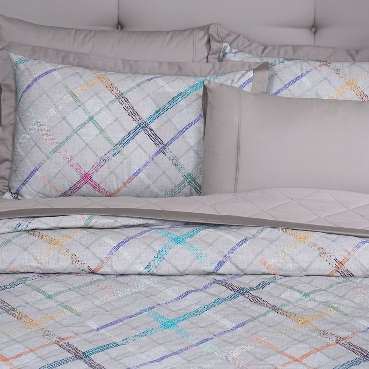 MASPAR Eclectic Geo Cotton Checked Double Quilt