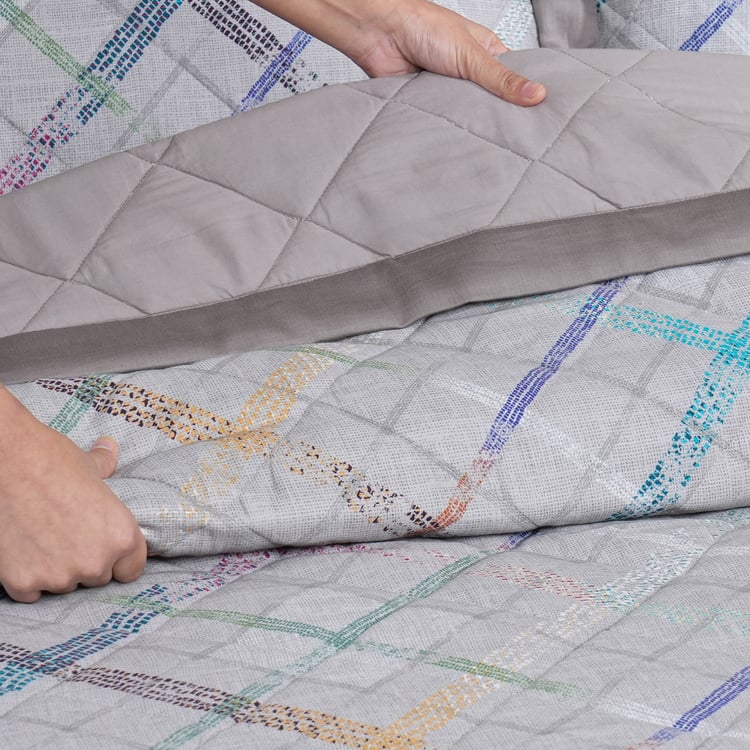 MASPAR Eclectic Geo Cotton Checked Double Quilt