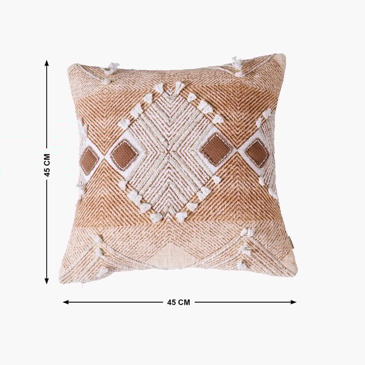 MASPAR Eclectic Geo Cotton Embroidered Cushion Cover - 45x45cm