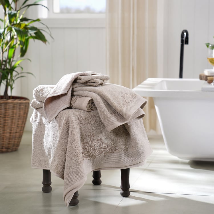 MASPAR Set of 6 Cotton Embroidered Bath, Hand and Face Towels
