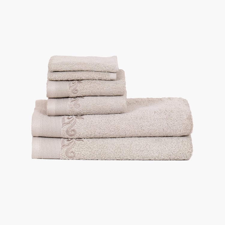 MASPAR Set of 6 Cotton Embroidered Bath, Hand and Face Towels